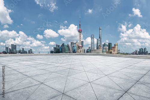 City buildings skyline and square floor in Shanghai, China