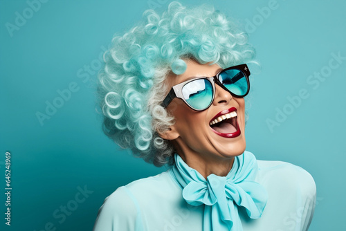 Smile woman female fashion mature hair fun lady old adult beauty happy grandmother