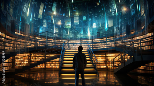 Digital Wisdom: A Futuristic Library Experience. Generated AI