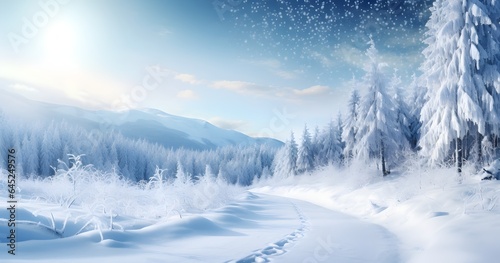 Winter Nature ice background Generative AI © Mona
