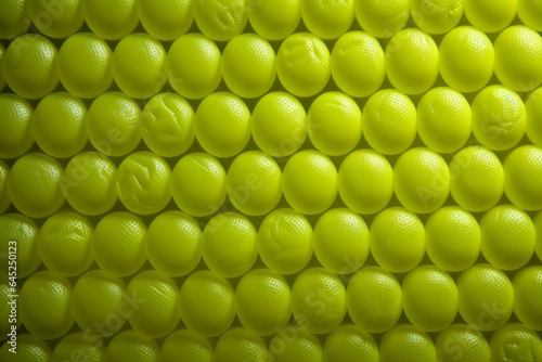 A vibrant yellow wall made entirely of spherical objects © Marius