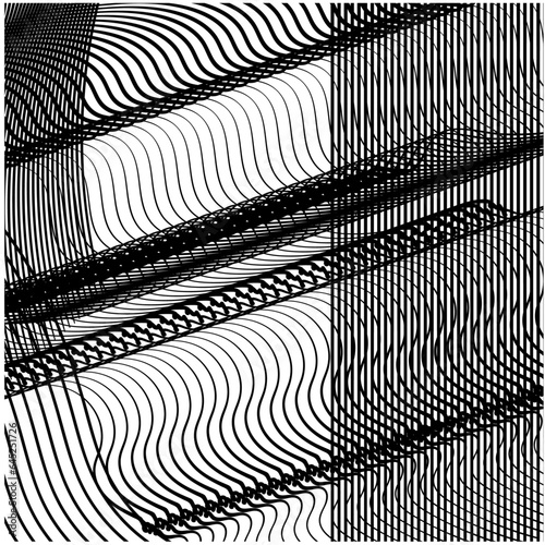 Striped texture with intersecting smoothly curving and straight lines