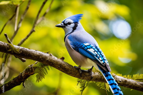 a blue bird sitting on a branch of a tree © illustrativeinfinity