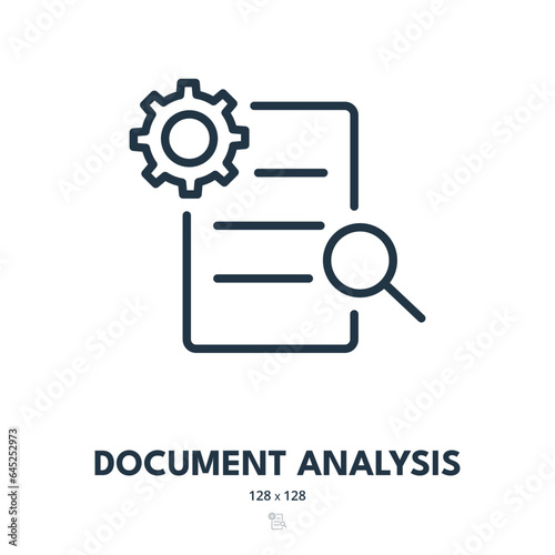 Document Analysis Icon. File, Report, Information. Editable Stroke. Simple Vector Icon