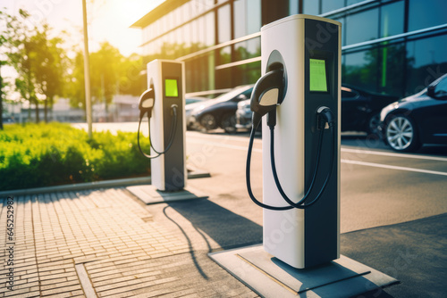 electric vehicle chargers for charging car in park 