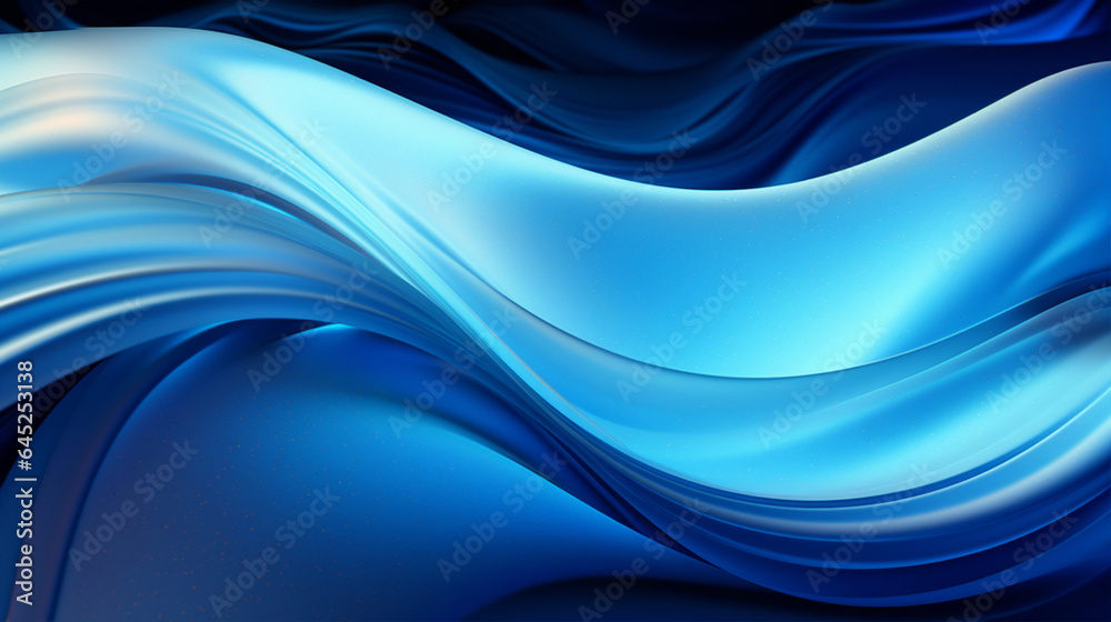 Obraz premium Wavy blue pattern. Abstract background with light reflection. AI generative