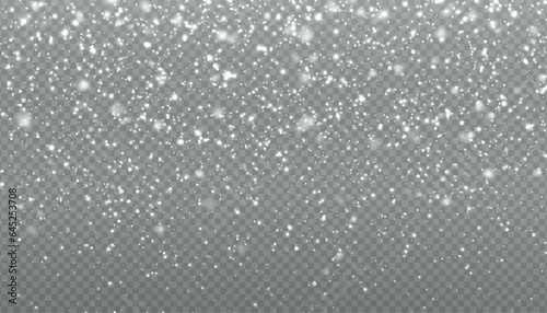 Christmas background. Powder dust light white PNG. Magic shining white dust. Fine, shiny dust particles fall off slightly. Fantastic shimmer effect. 