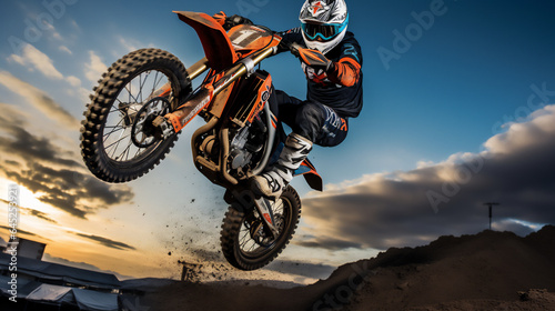 Motocross Racers on Dirt . Extreme Sports and Motorsports photos. Ai generative. © Unique Creations