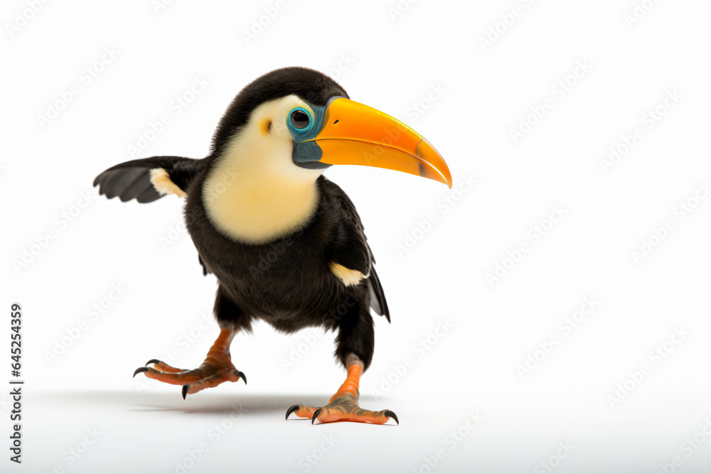 Fototapeta premium a black and yellow bird with a big beak
