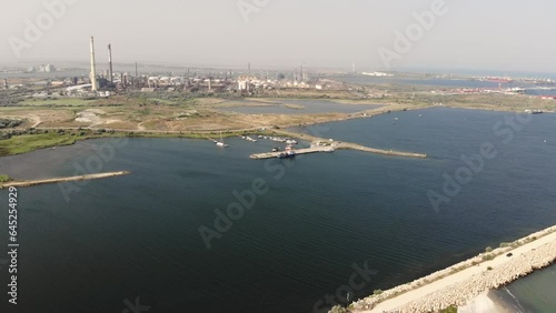 Flying towards Midia grand marina and an industrial estate in the background photo