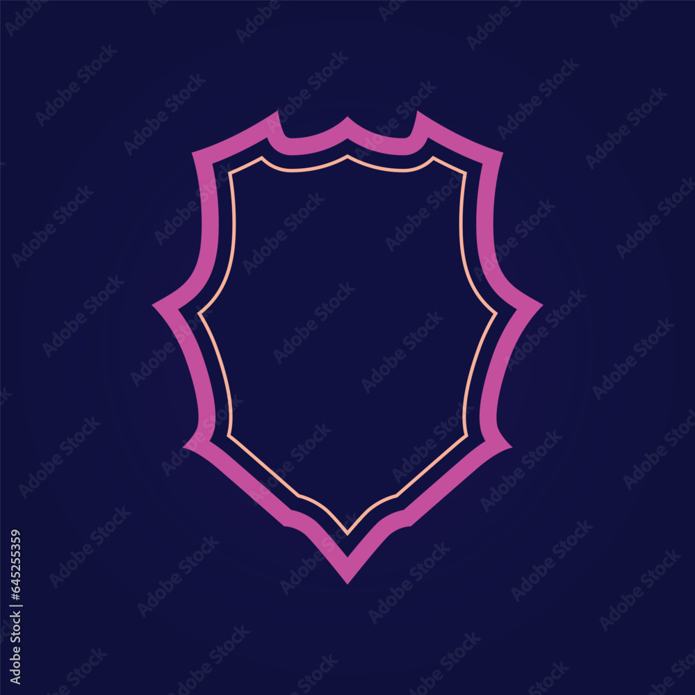 Set of gaming badges edgy shield shapes blank outline frames fantasy vintage style vector graphics