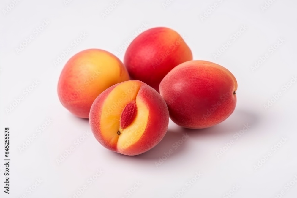 Three ripe peaches on a white background Three ripe peaches on a white background