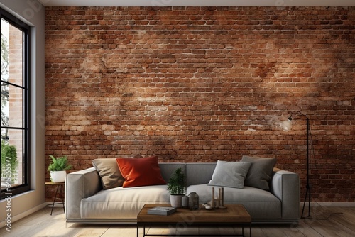 Brick-patterned wall decor. Generative AI