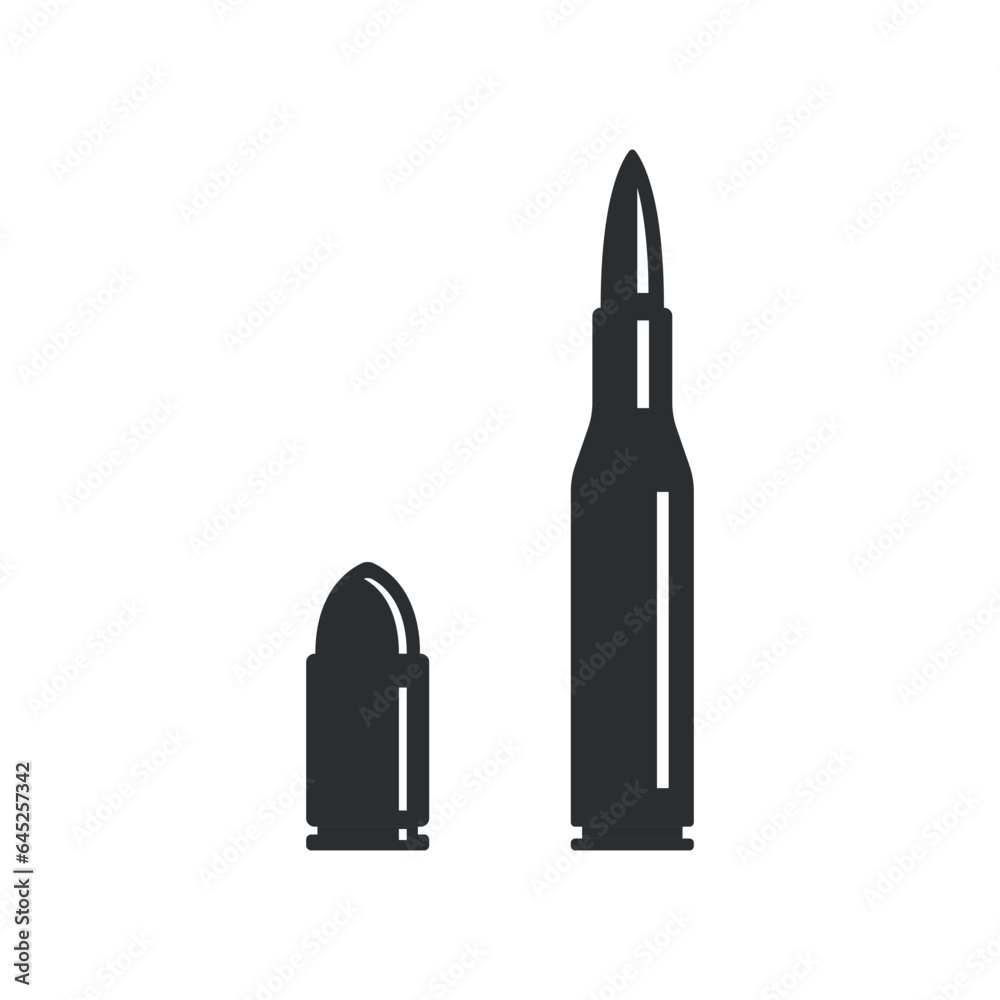 Cartridges icon in flat style. Bullet ammunition symbol vector illustration on isolated background. Ammo sign business concept. Cartridges icon in flat style. Bullet ammunition symbol vector illustration on isolated background. Ammo sign business concept.