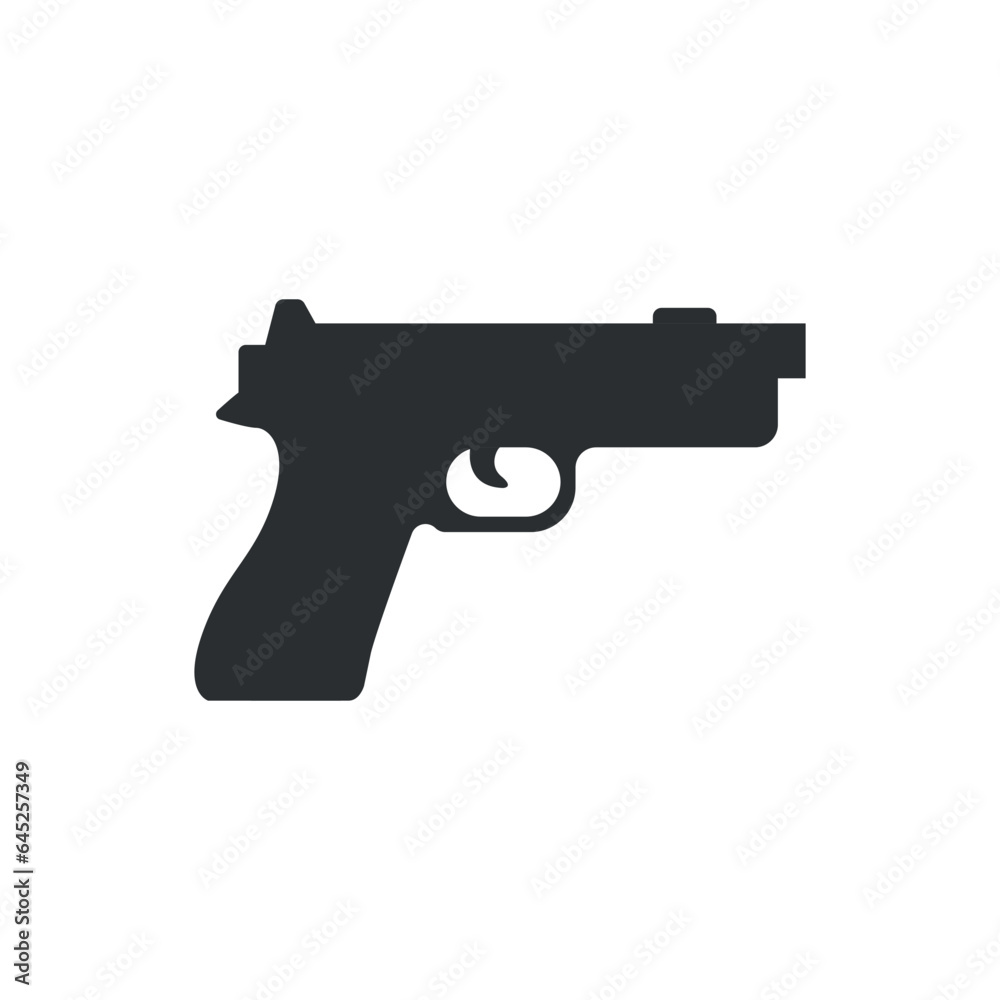 Pistol gun icon in flat style. Firearm symbol vector illustration on isolated background. Rifle ammo sign business concept. Pistol gun icon in flat style. Firearm symbol vector illustration on isolated background. Rifle ammo sign business concept.