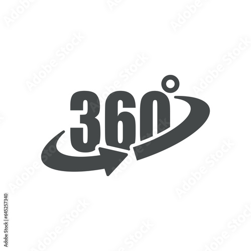 360 degrees icon in flat style. Rotate symbol vector illustration on isolated background. Angle view sign business concept.