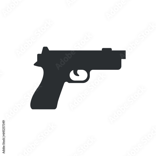 Pistol gun icon in flat style. Firearm symbol vector illustration on isolated background. Rifle ammo sign business concept. © Lysenko.A