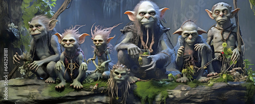 Panorama of goblins.AI generated.