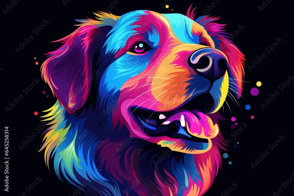 Neon tattoo of a dog face