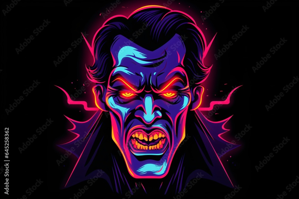 Radiant Neon graphic illustrations of villain, evil, or bad character of a man
