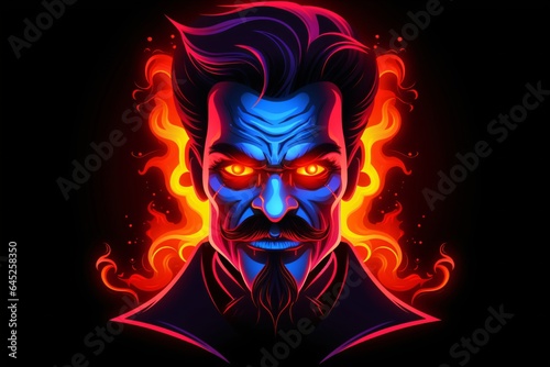 Radiant Neon graphic illustrations of villain, evil, or bad character of a man