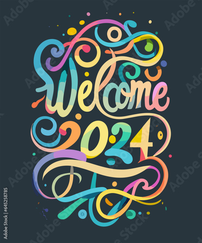 Colorful Welcome 2024 Vector illustration