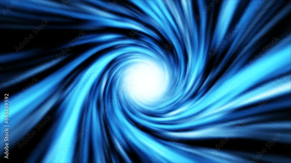 Warp tunnel wormhole moving in hyperspace, abstract blue energy 4K video.