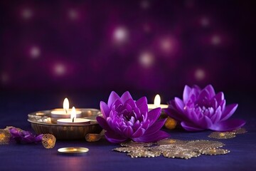 Diwali is an Indian holiday, the festival of fire. Lotus flowers and diyas oil lamps. With Generative AI technology