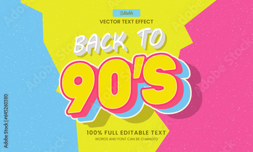 Design editable text effect, back to 90s 3d concept vector illustration