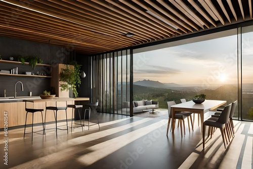 a biophilic-inspired home interior that seamlessly integrates nature into the design