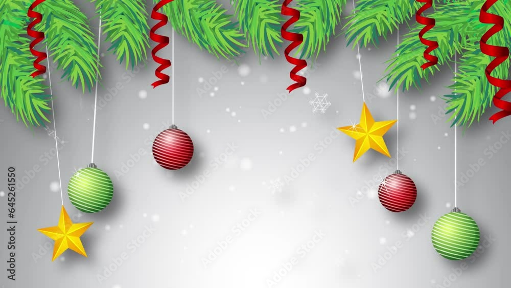 Christmas theme background with Christmas ornament decorating and snowflake falling from above