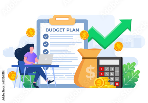 Female accountant planning business budget, Financial report, budget management, strategy, success, marketing, accounting, financial analysis