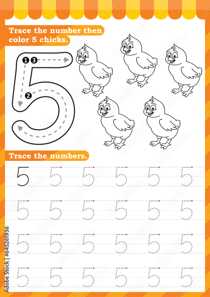 Math worksheet. Numbers activity - Lets learn numbers. 