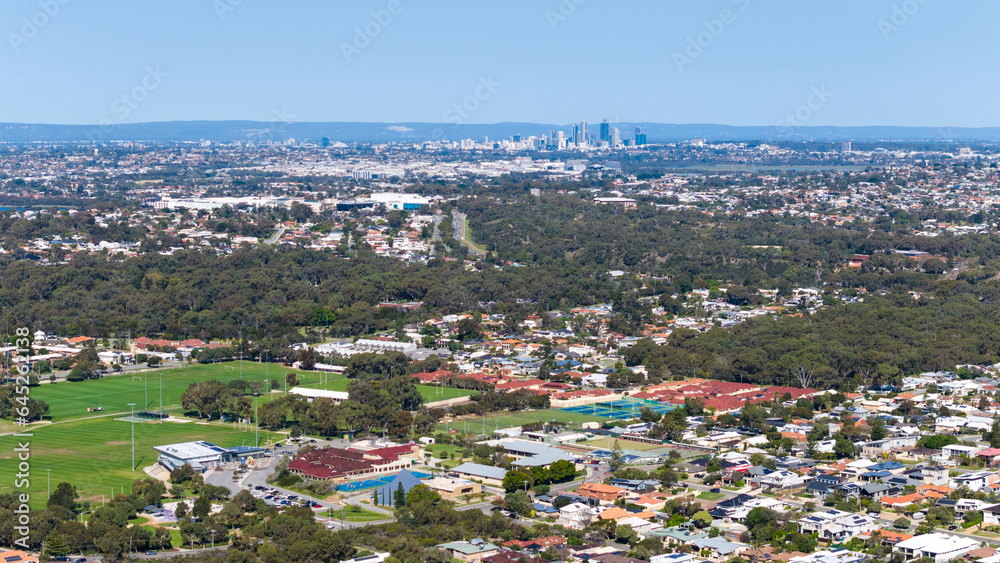 Aerial view of Perth from the coastline in Western Australia