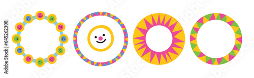 Kids frames collection. A set of colorful carnival style circle frames for children designs.  