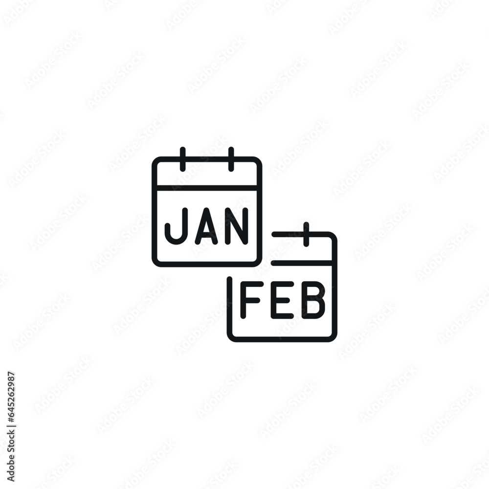 Calendar with months linear icon. January. February. Thin line customizable illustration. Contour symbol. Vector isolated outline drawing. Editable stroke Calendar with months linear icon. January. February. Thin line customizable illustration. Contour symbol. Vector isolated outline drawing. Editable stroke