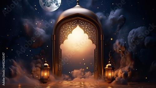 Tableau sur toile Ramadan celebration illustration template with Arabic lantern
