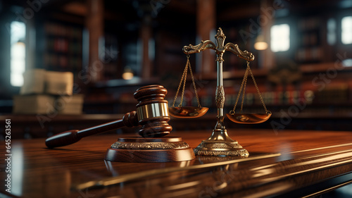wooden gavel and scales on the background of law and justice concept.