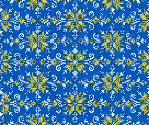 Seamless pattern of Ukrainian ornament in ethnic style, identity, vyshyvanka, embroidery for print clothes, websites, banners, poster. Vector illustration background