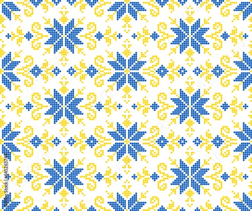Seamless pattern of Ukrainian ornament in ethnic style, identity, vyshyvanka, embroidery for print clothes, websites, banners, poster. Vector illustration background