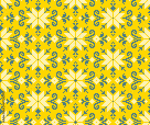 Seamless pattern of Ukrainian ornament in ethnic style, identity, vyshyvanka, embroidery for print clothes, websites, banners, poster. Vector illustration background