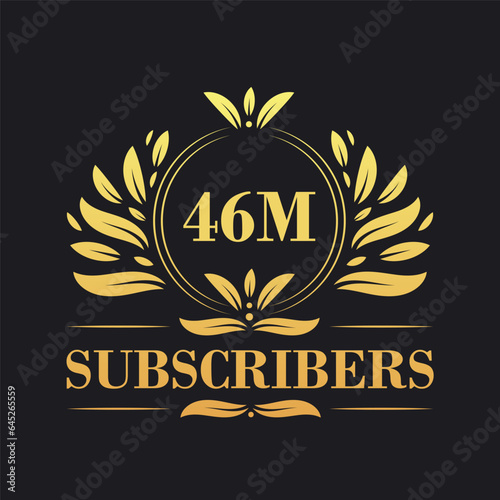 46M Subscribers celebration design. Luxurious 46M Subscribers logo for social media subscribers photo