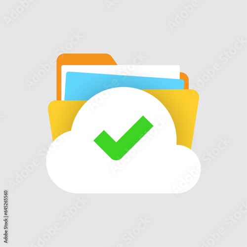 success upload data, document, file to cloud storage folder concept illustration flat design vector eps10. modern graphic element for landing page, empty state ui, infographic, icon