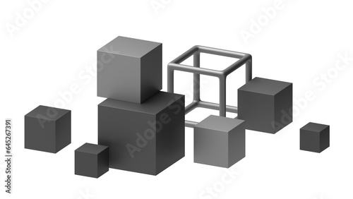 Black cubes  3d render