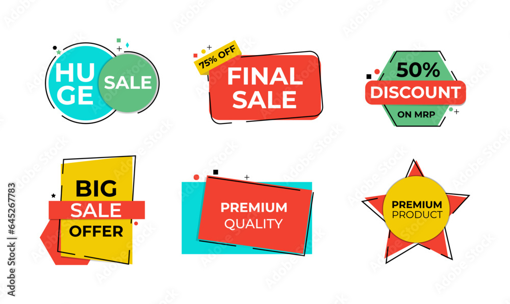 Obraz premium set flat sale tag design banner collection vector illustration