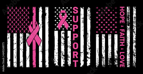 Faith Hope Love Typography Cancer Awareness T-Shirt Design, Fight Breast Cancer T Shirt Design, American Flag set, usa flag set collection