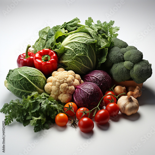 Vegetables on a white background created with Generative AI technology