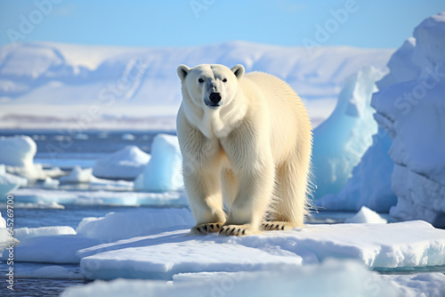 a polar bear standing on top of a piece of ice © illustrativeinfinity