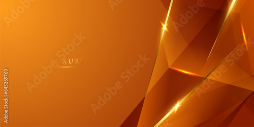 orange abstract background with luxury golden elements vector illustration