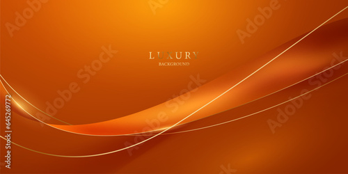 orange abstract background with luxury golden elements vector illustration